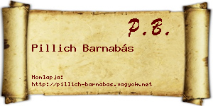 Pillich Barnabás névjegykártya